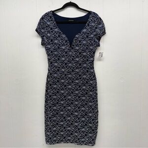 Roz & Ali Navy Lace Dress Sheath Size 10